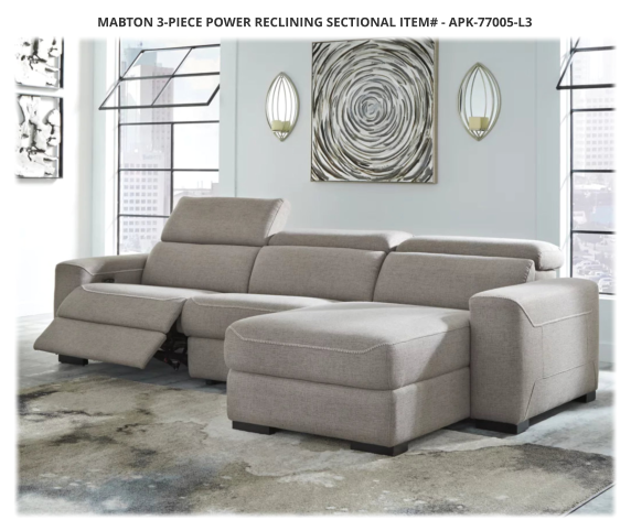 Mabton 3-Piece Power Reclining Sectional ITEM# - APK-77005-L3