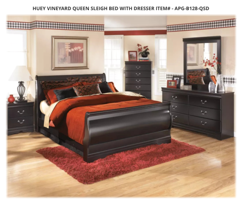 Huey Vineyard Queen Sleigh Bed with Dresser ITEM# - APG-B128-QSD