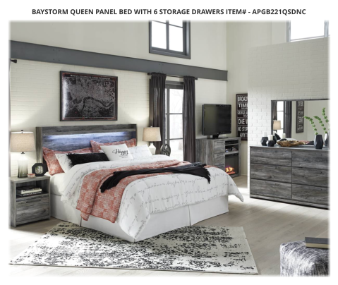 Baystorm Queen Panel Bed with 6 Storage Drawers ITEM# - APGB221QSDNC