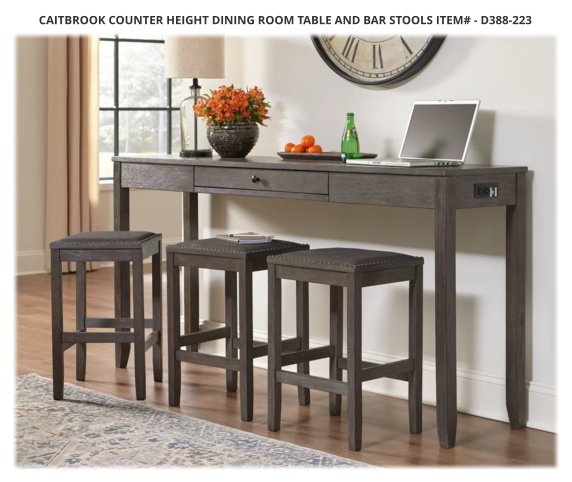 Caitbrook Counter Height Dining Room Table and Bar Stools ITEM# - D388-223