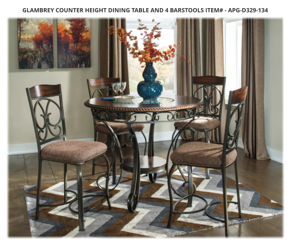 Glambrey Counter Height Dining Table and 4 Barstools ITEM# - APG-D329-134