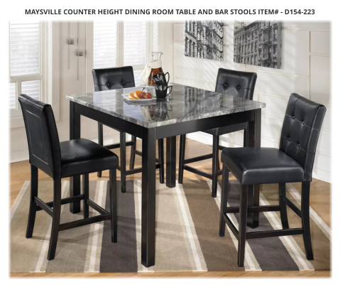 Maysville Counter Height Dining Room Table and Bar Stools ITEM# - D154-223