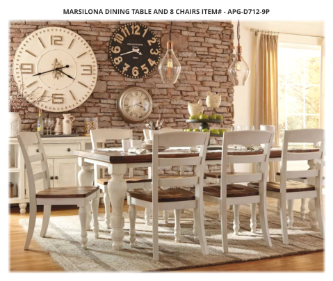 Marsilona Dining Table and 8 Chairs ITEM# - APG-D712-9P