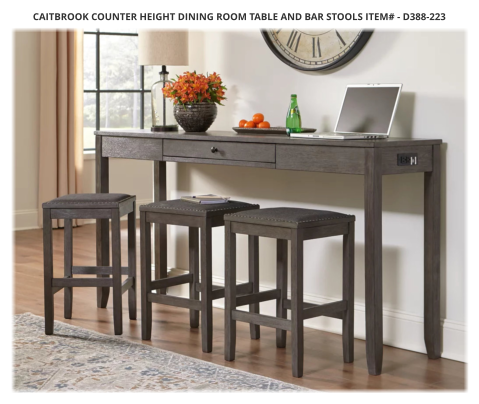 Caitbrook Counter Height Dining Room Table and Bar Stools ITEM# - D388-223